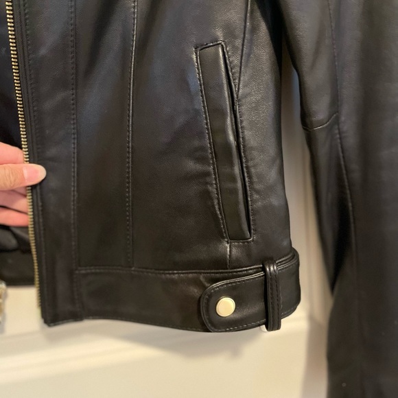Cole Haan Leather Moto Racer Jacket - Picture 5 of 8